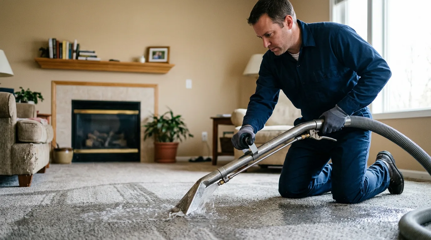 Water damage restoration technician working near Shelbyville, IL
